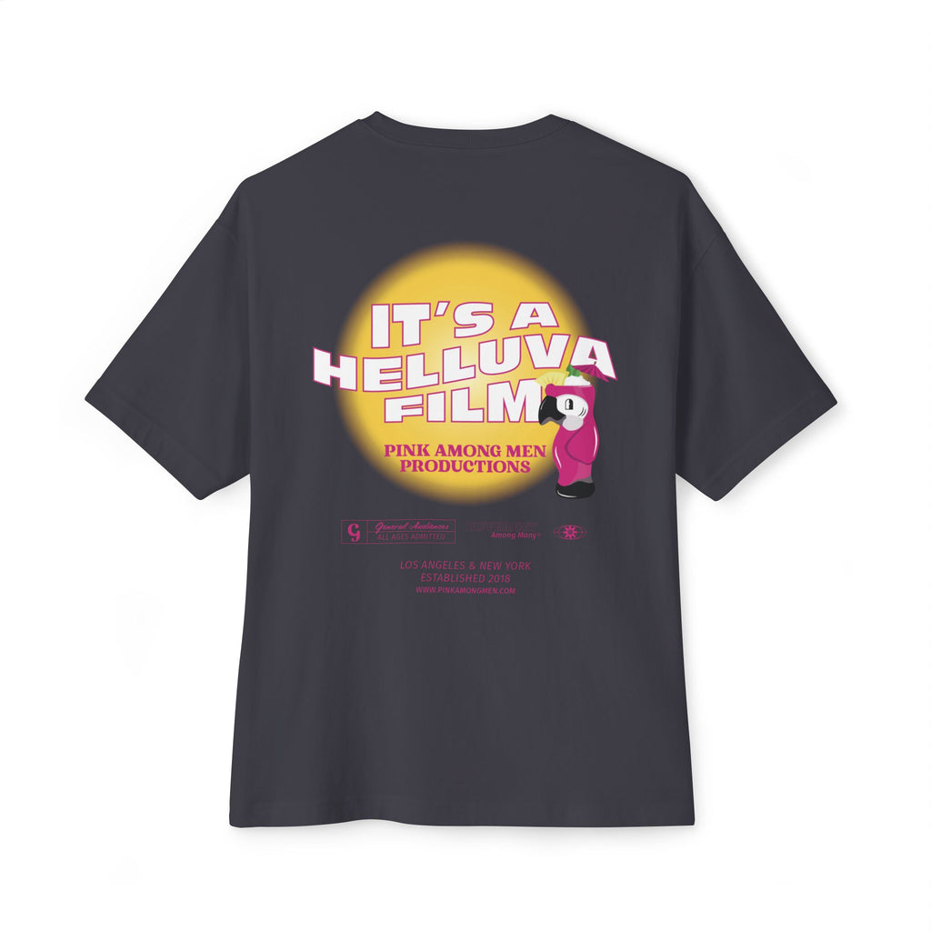 OG Logo with Parrott - "It's a Helluva A Film" Unisex Oversized Boxy Tee