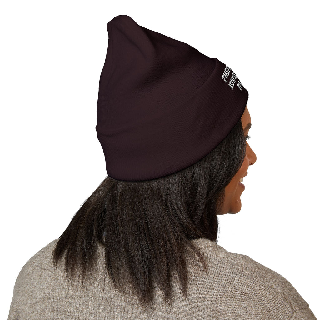 Embroidered "Theatrical Windows Rule" Cuffed Beanie — Cozy Stage-Fan Knit Hat