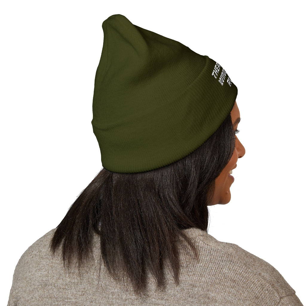 Embroidered "Theatrical Windows Rule" Cuffed Beanie — Cozy Stage-Fan Knit Hat
